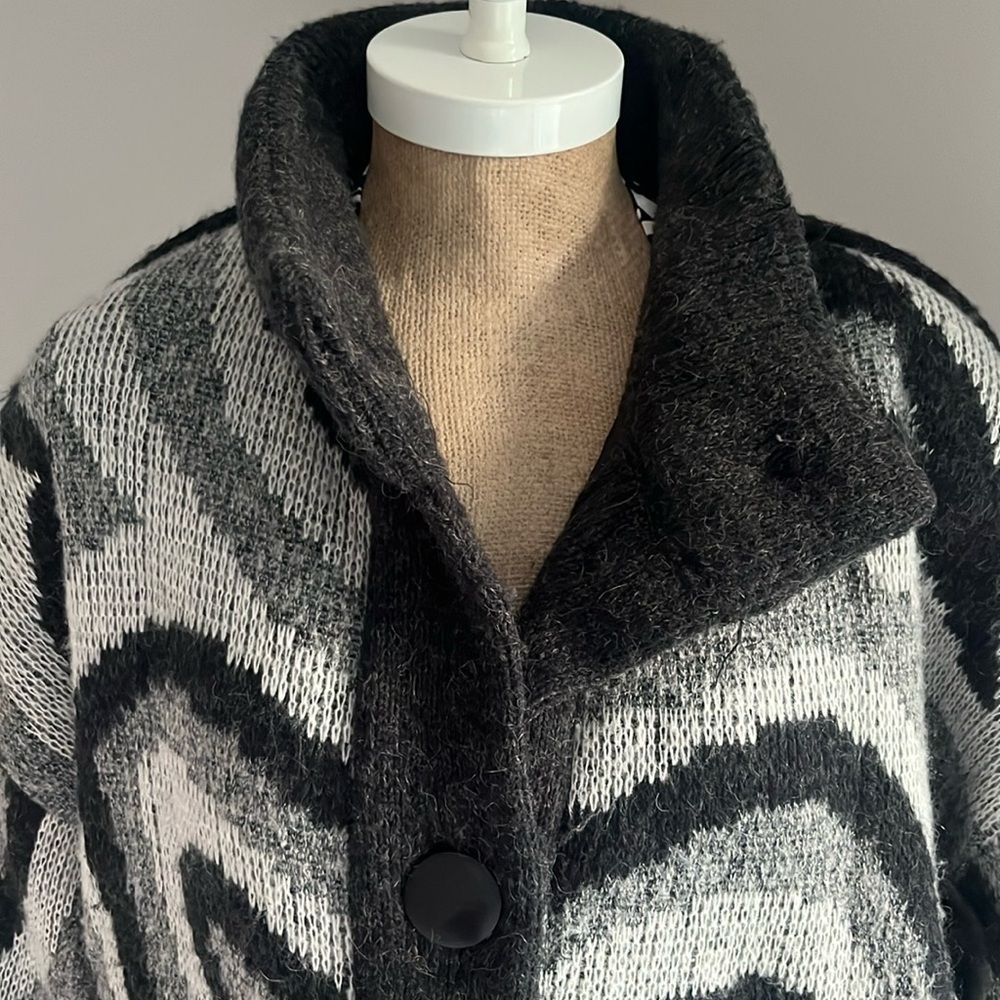 Vintage GALLERY Abstract Swirl Knit Coat Jacket Medium - Picture 8 of 11